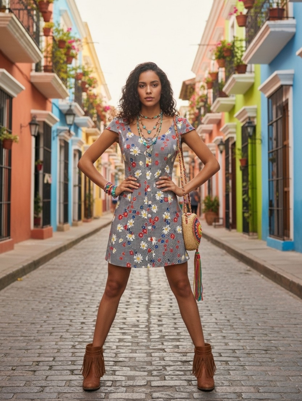 MinkPink | Plaid and Floral print dress Y2K